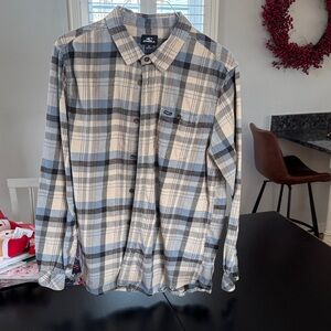 O'Neill Blue and Gray Plaid Button Down Shirt